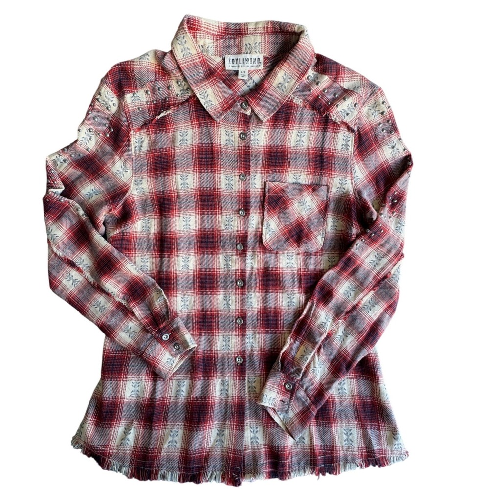 Miranda Lambert Idyllwind Red Plaid Studded Western Shirt Large